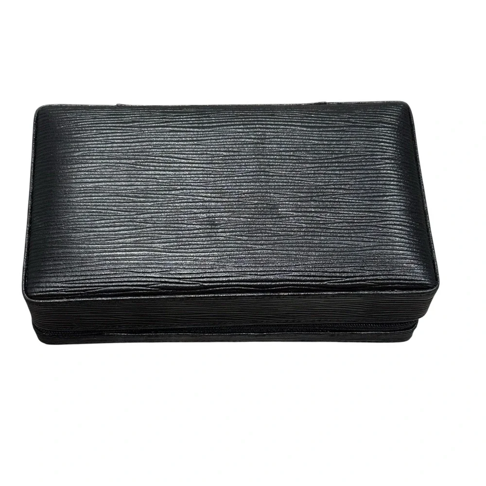 Wolf Designs Black Leather Jewelry Case Epi Leather